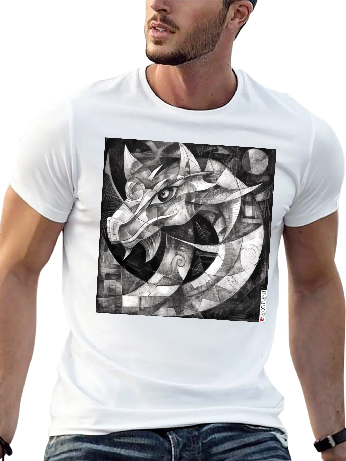 Abstract Dragon Graphic Black T-Shirt