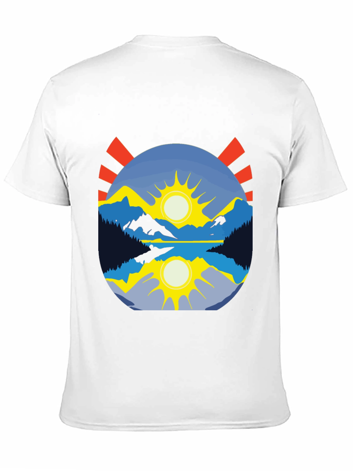 Mountain Lake Sunrise Graphic Tee - Black Cotton Blend