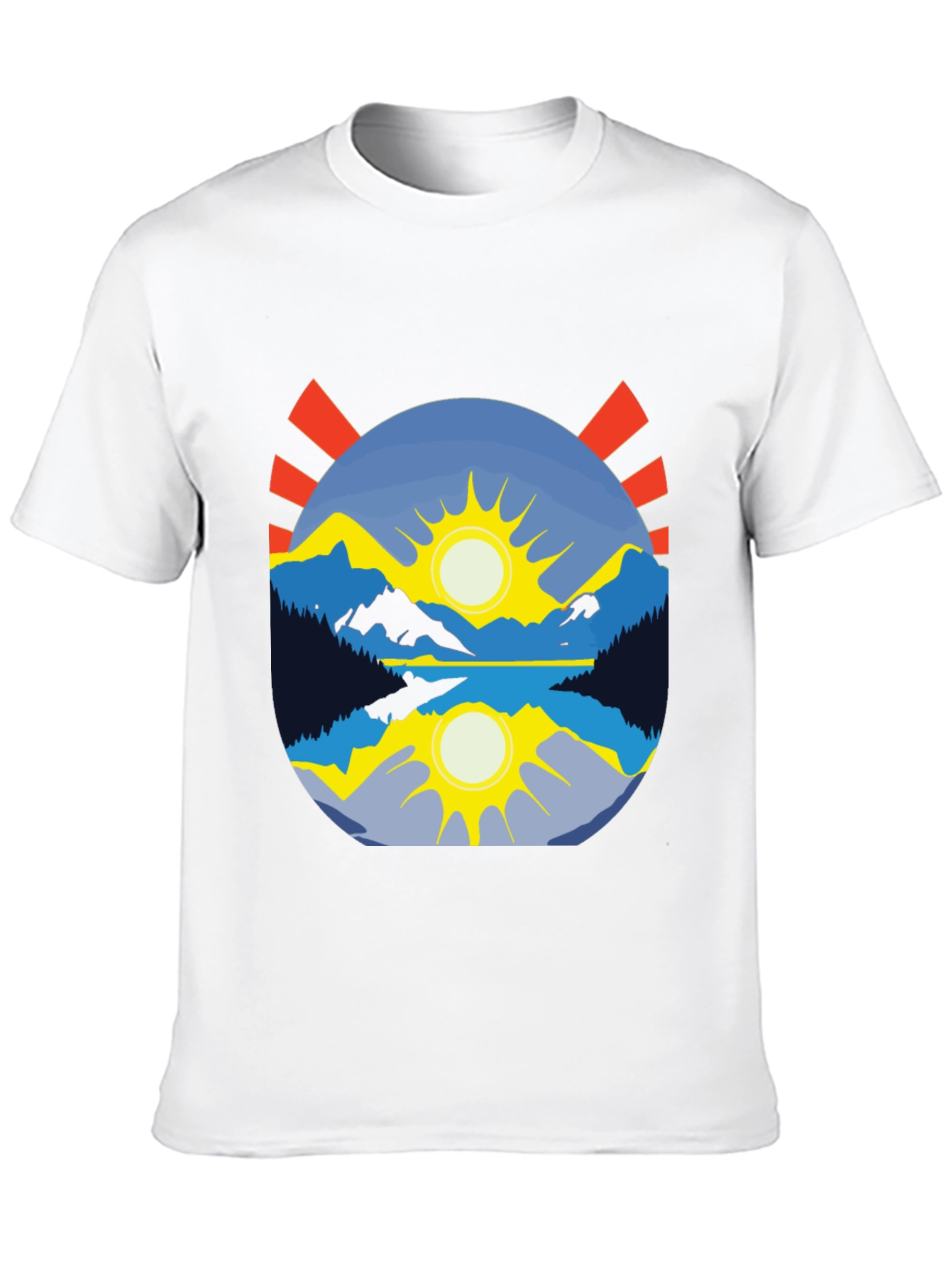 Mountain Lake Sunrise Graphic Tee - Black Cotton Blend