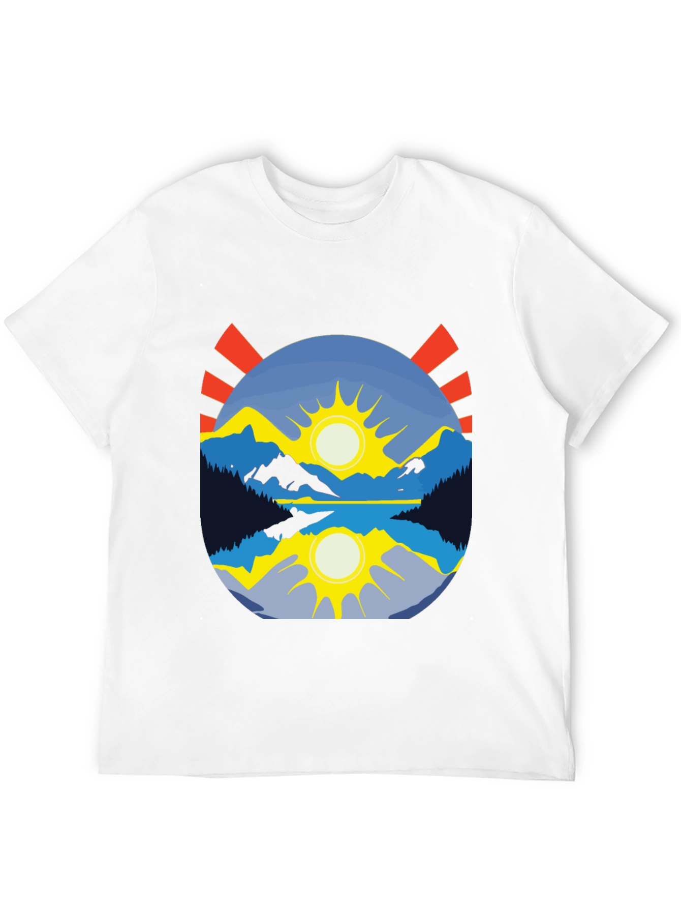 Mountain Lake Sunrise Graphic Tee - Black Cotton Blend