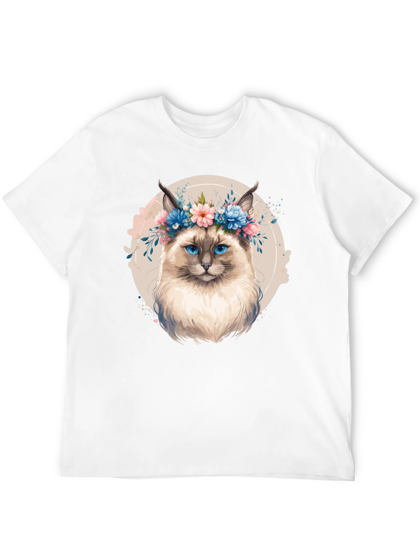 Cat Floral Crown T-Shirt - Unique Graphic Tee