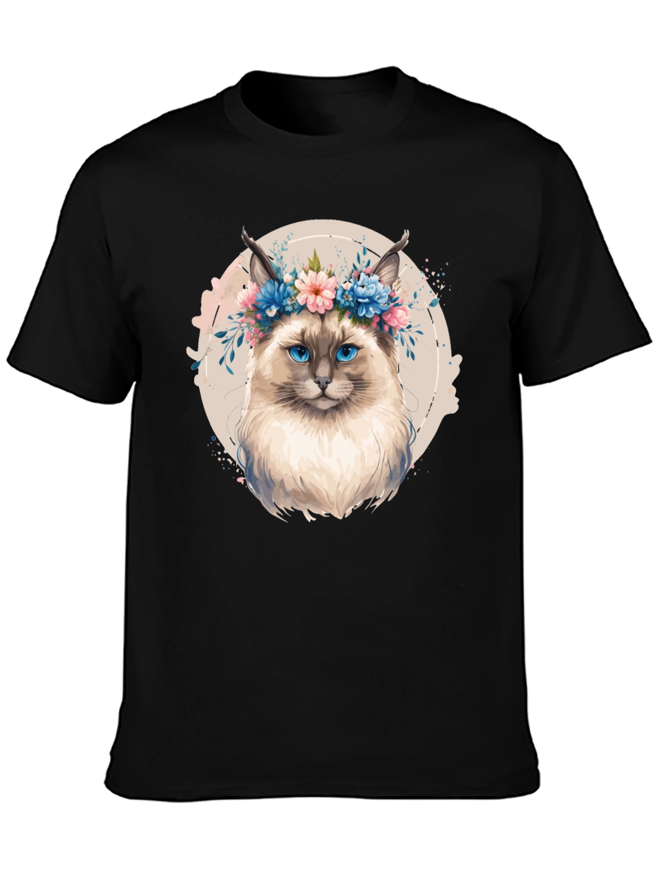 Cat Floral Crown T-Shirt - Unique Graphic Tee