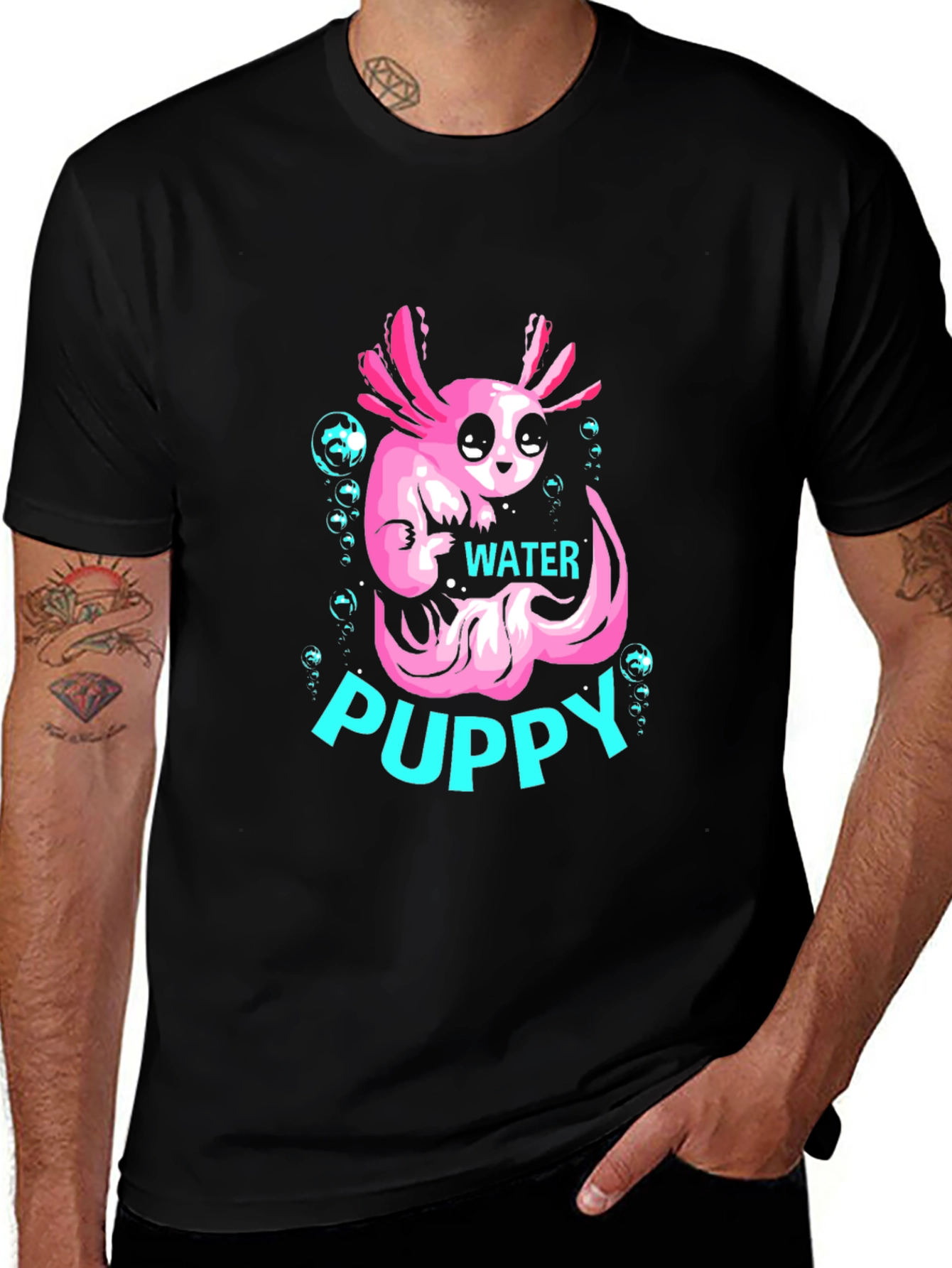 Axolotl Water Puppy Black T-Shirt