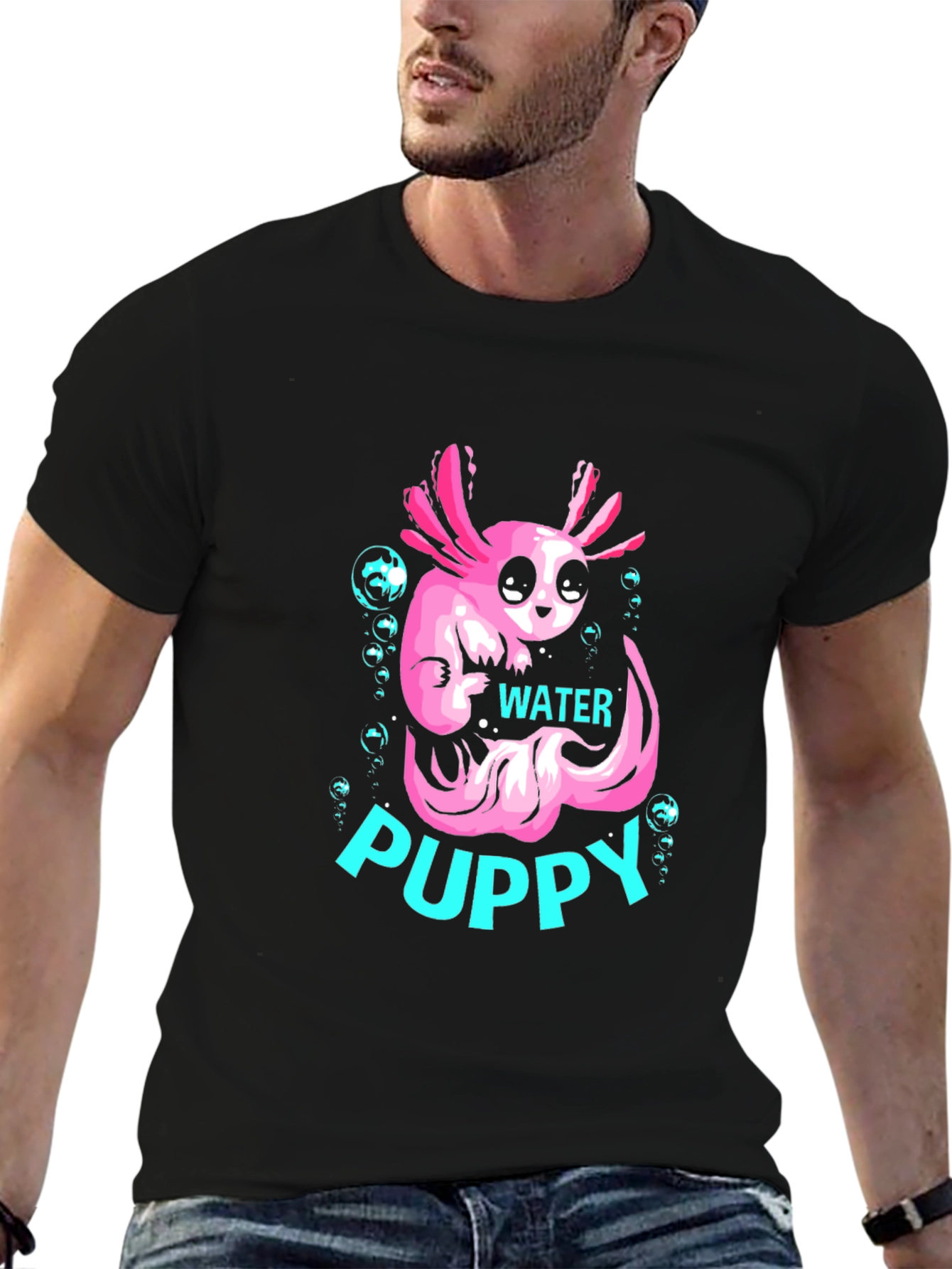 Axolotl Water Puppy Black T-Shirt