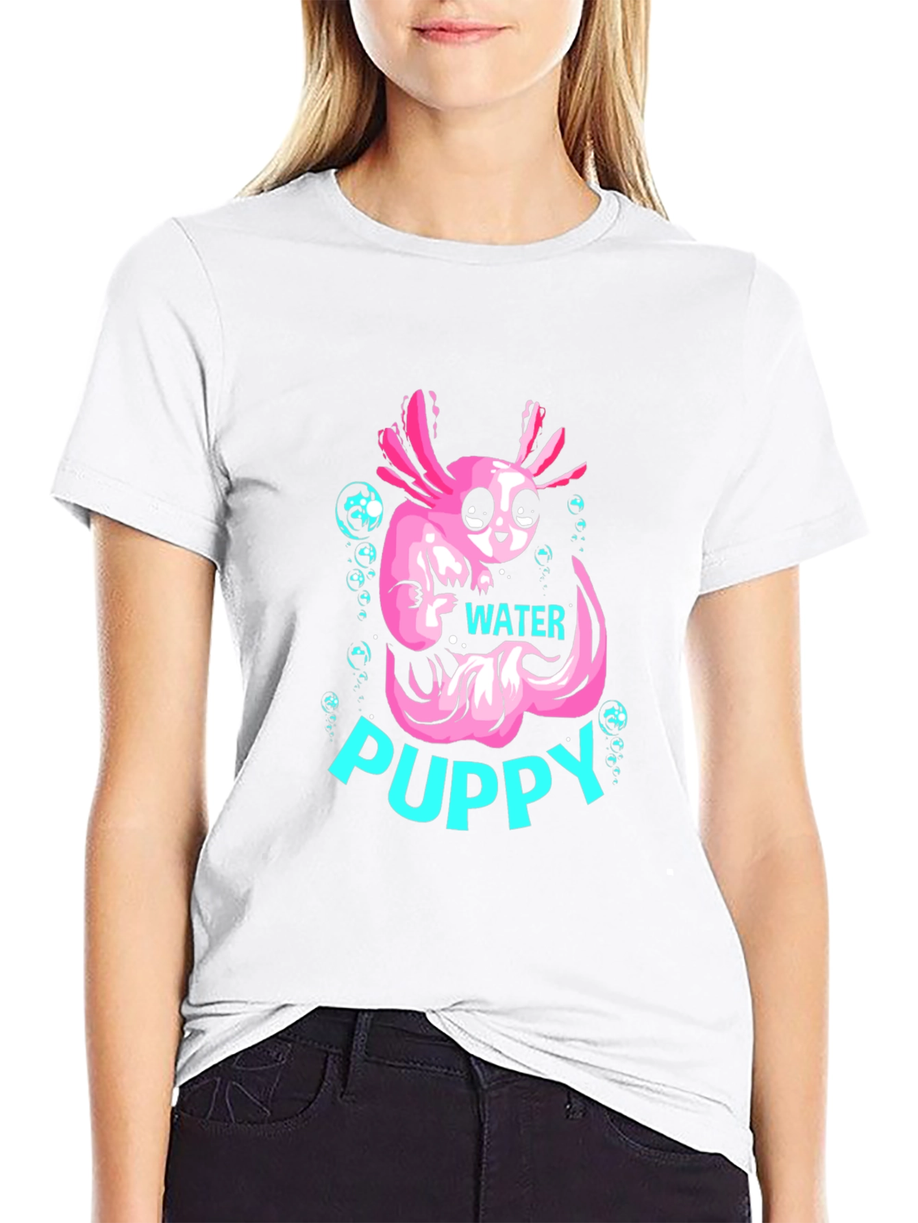Axolotl Water Puppy Black T-Shirt