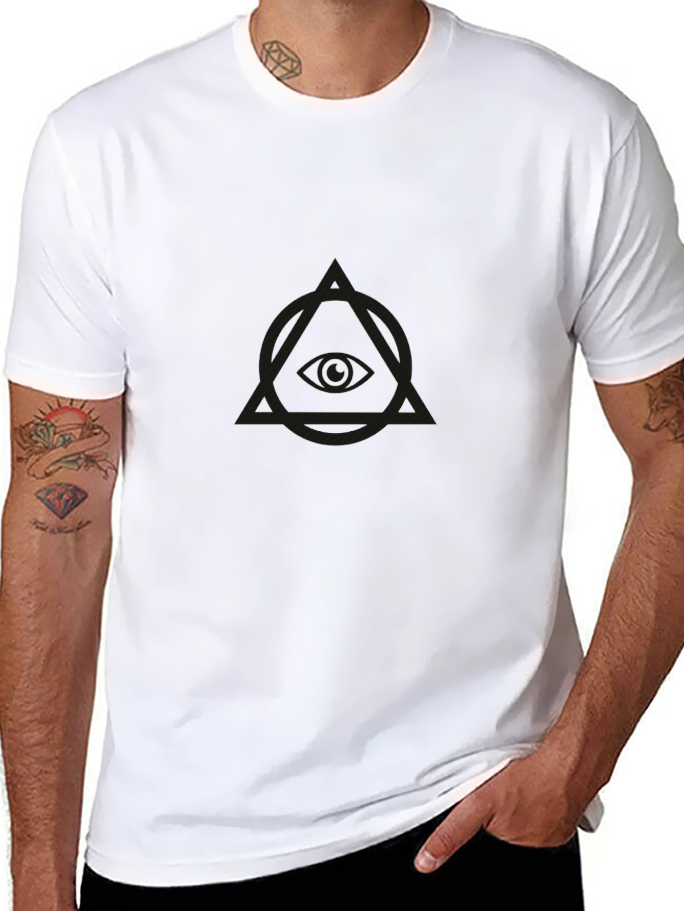 Mens Black Graphic Tee - Eye in Triangle