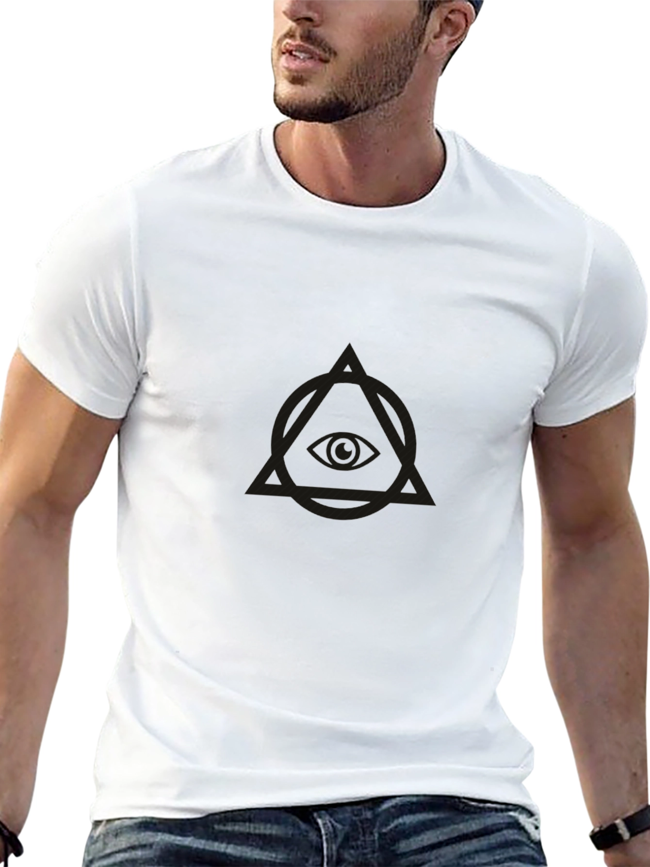 Mens Black Graphic Tee - Eye in Triangle