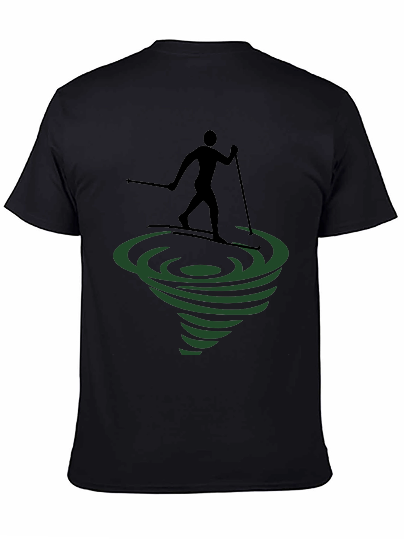 Skiing Tornado Graphic Tee - Black Cotton Comfort