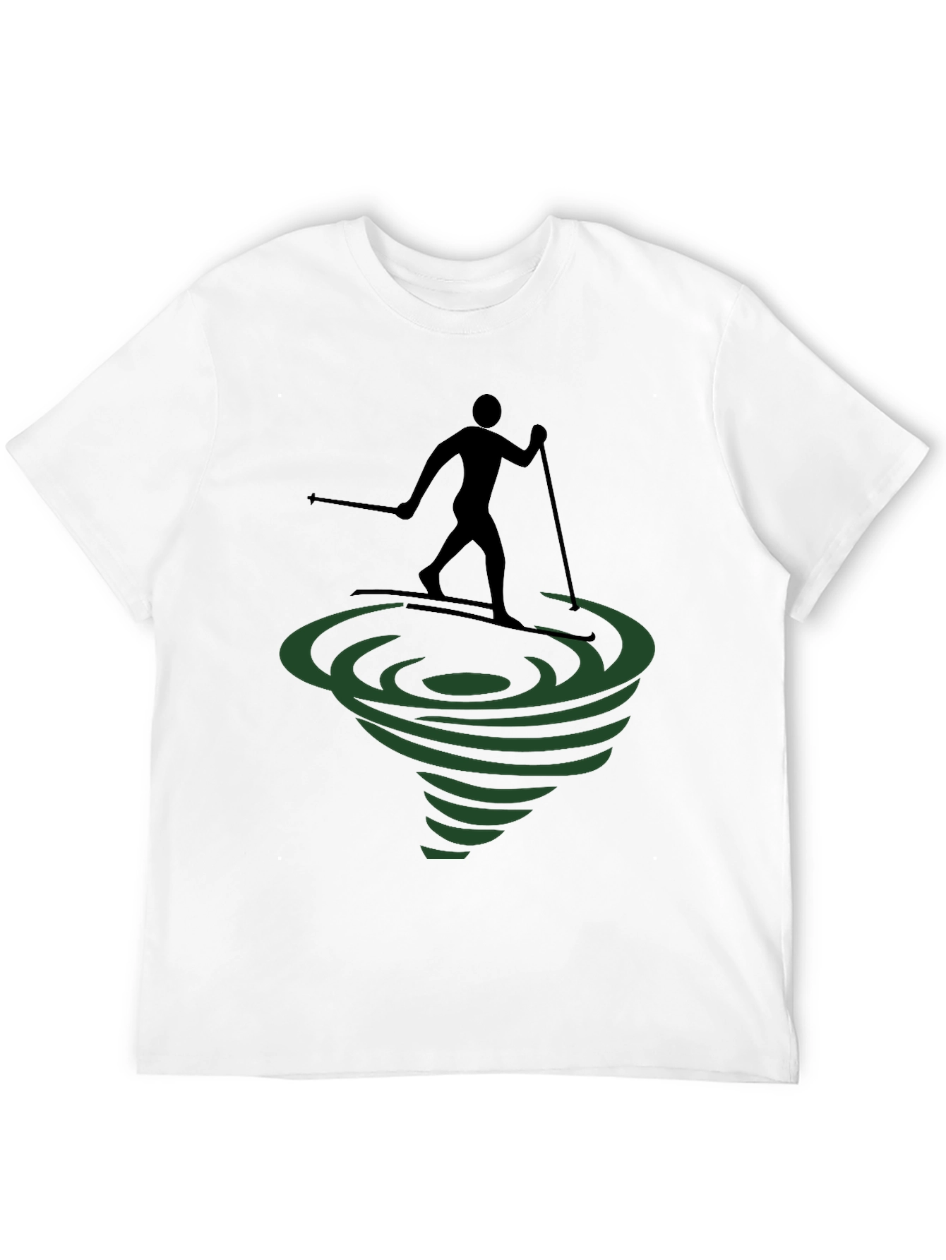 Skiing Tornado Graphic Tee - Black Cotton Comfort
