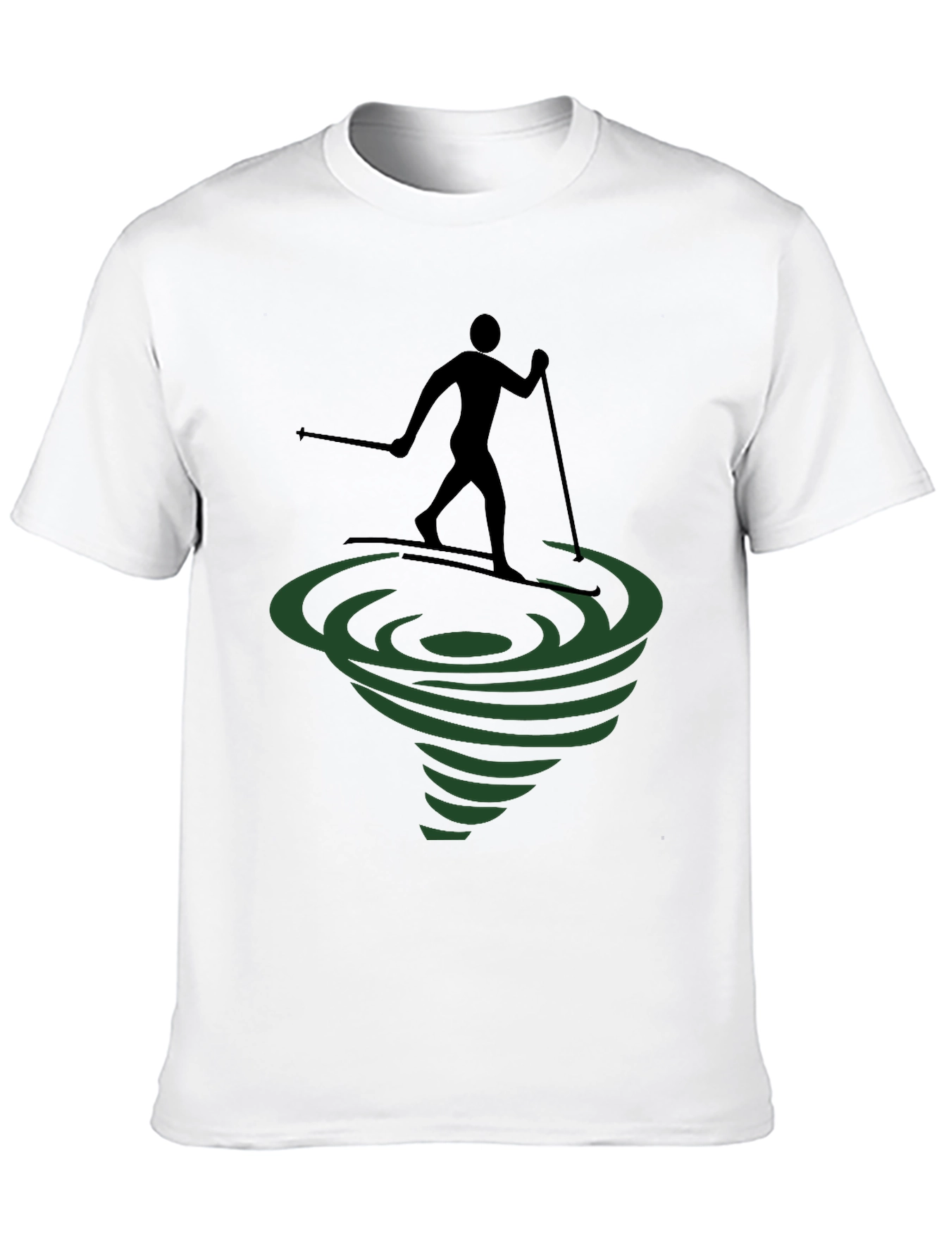 Skiing Tornado Graphic Tee - Black Cotton Comfort