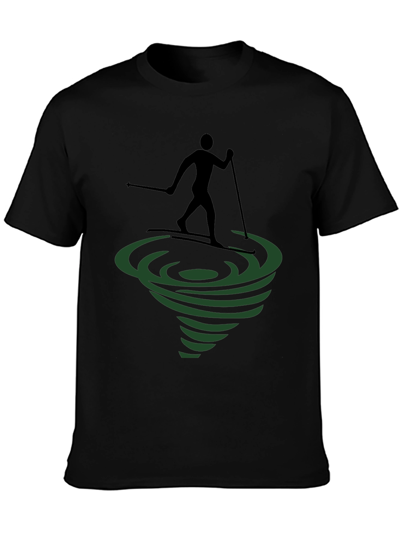 Skiing Tornado Graphic Tee - Black Cotton Comfort