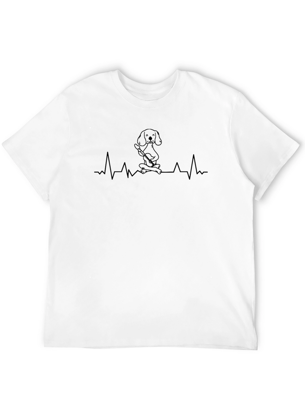 Dog Playing Guitar Heartbeat T-Shirt