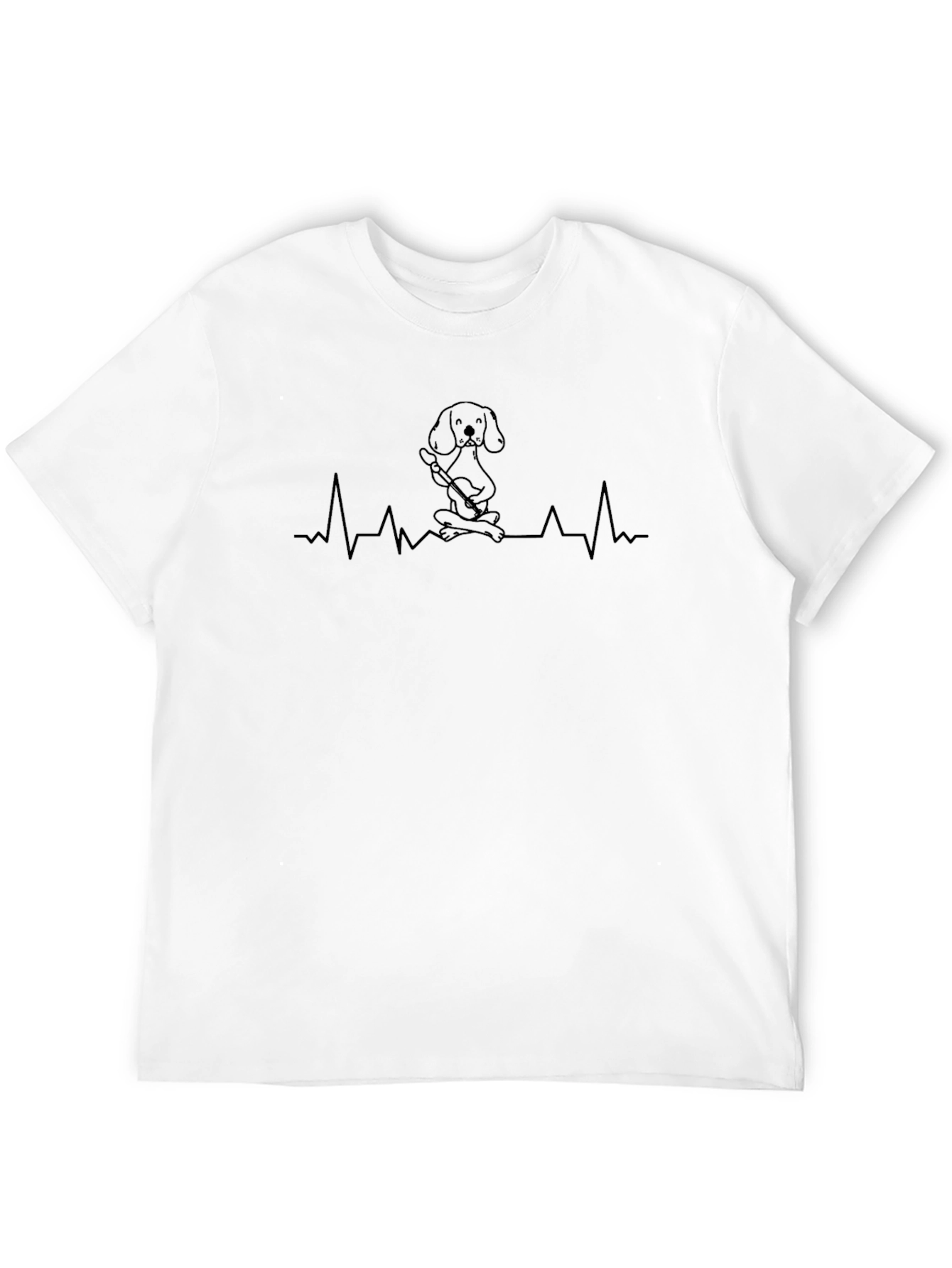 Dog Playing Guitar Heartbeat T-Shirt