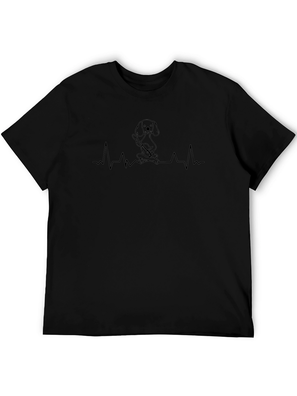 Dog Playing Guitar Heartbeat T-Shirt