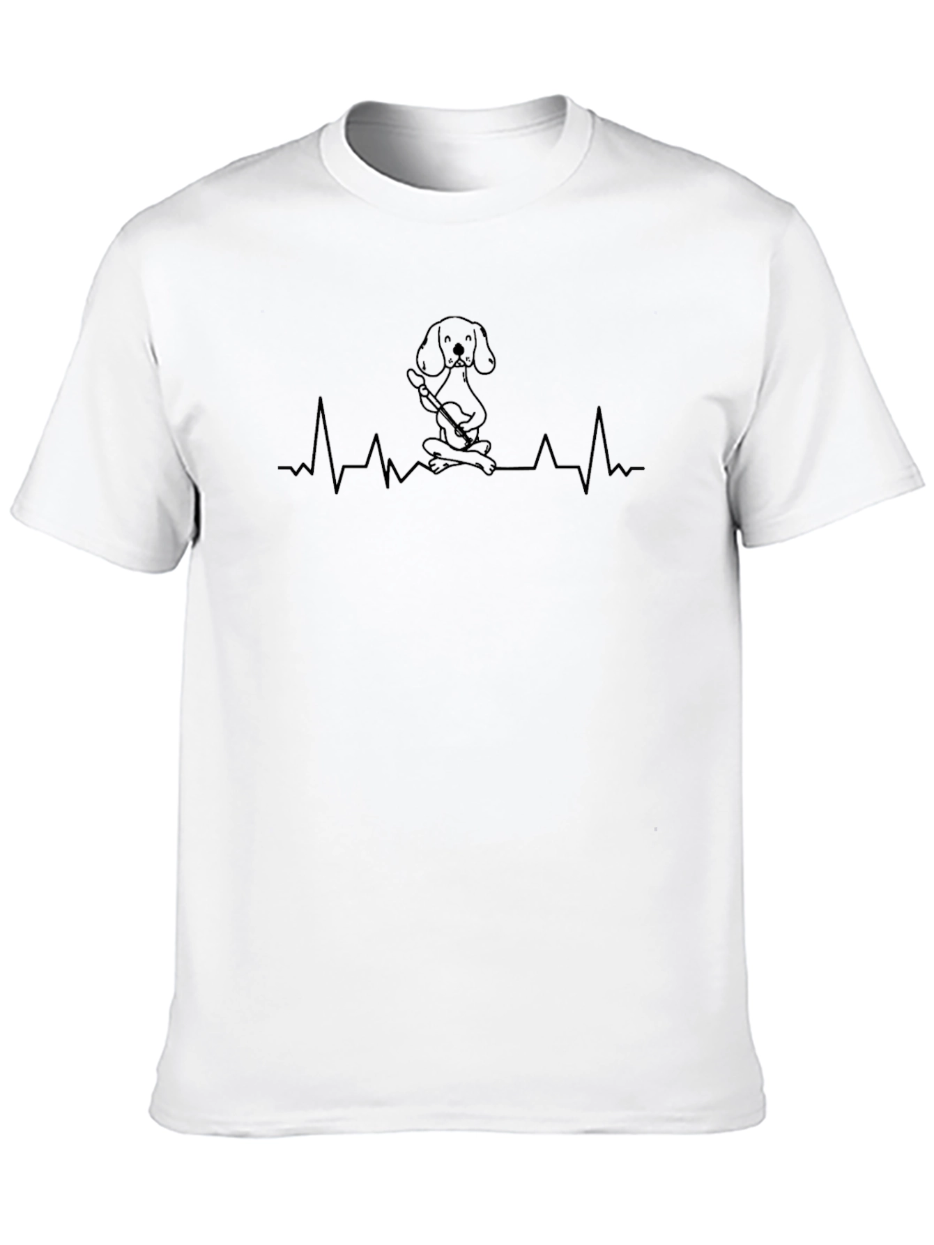 Dog Playing Guitar Heartbeat T-Shirt