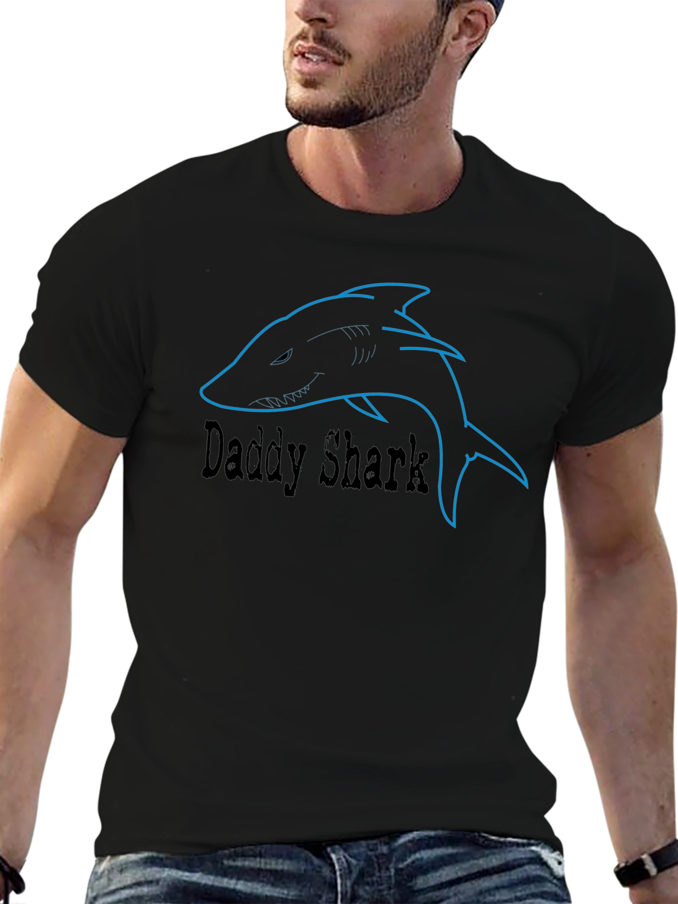 Daddy Shark Graphic Tee - Black Cotton T-Shirt