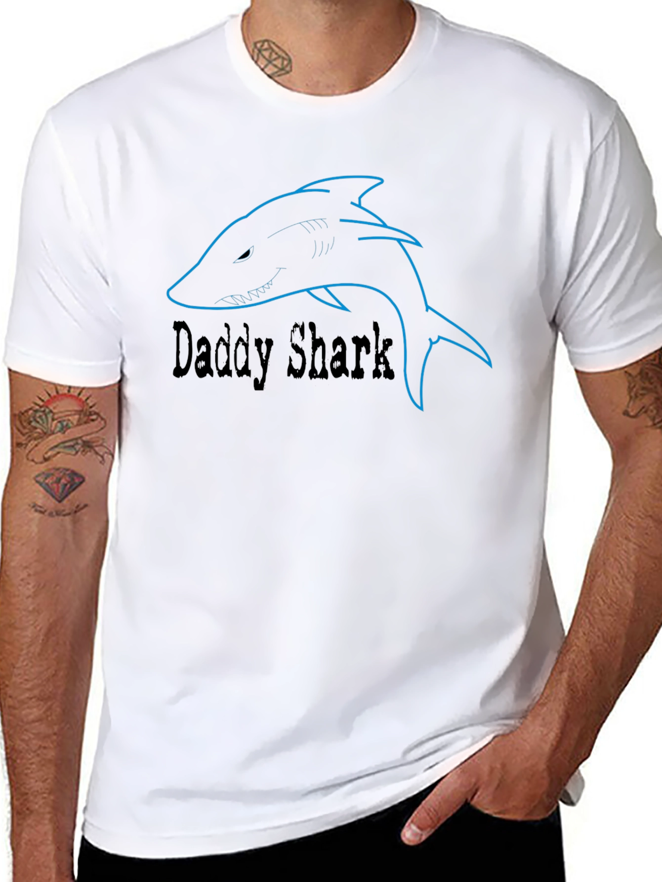 Daddy Shark Graphic Tee - Black Cotton T-Shirt