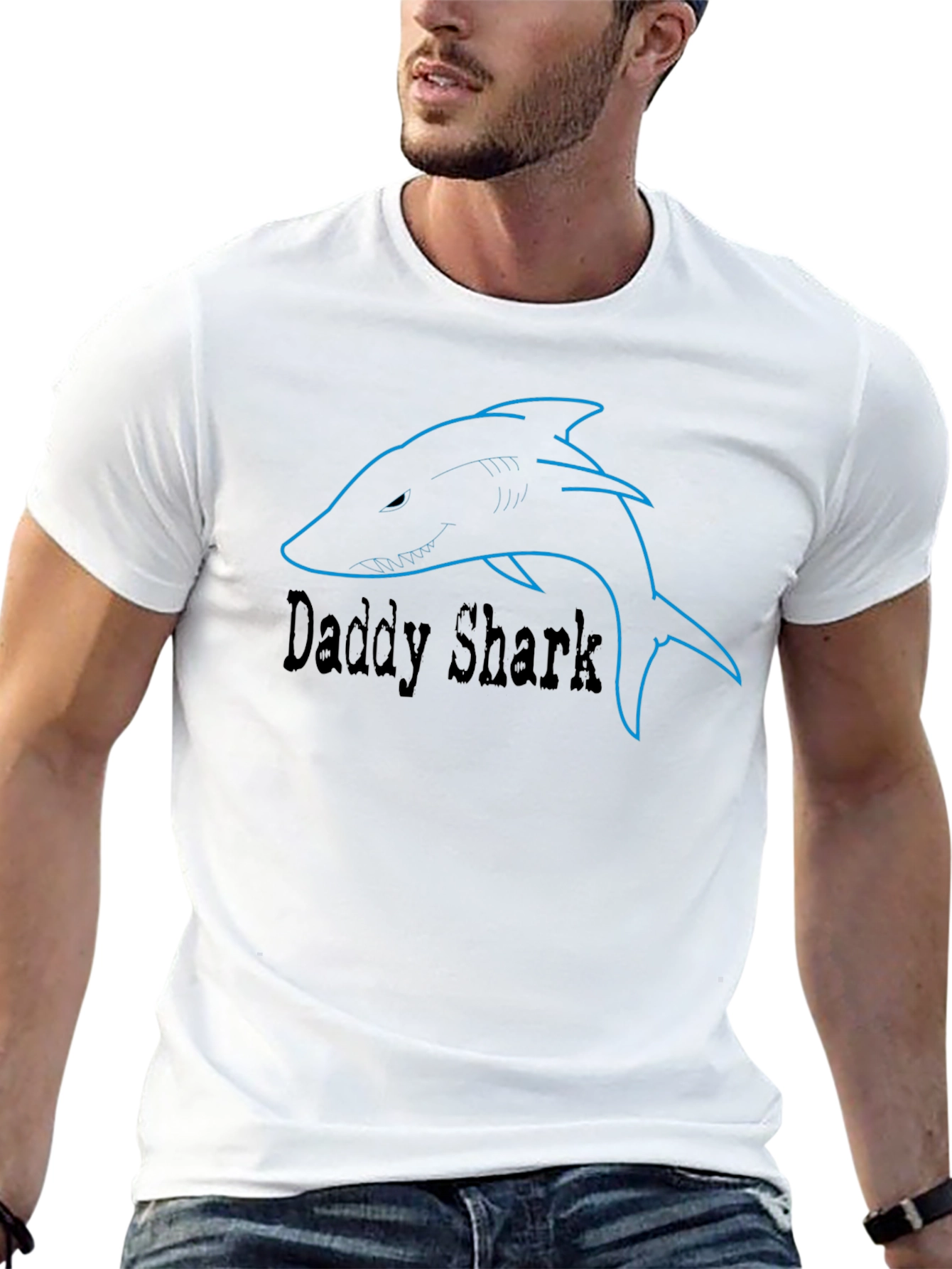 Daddy Shark Graphic Tee - Black Cotton T-Shirt