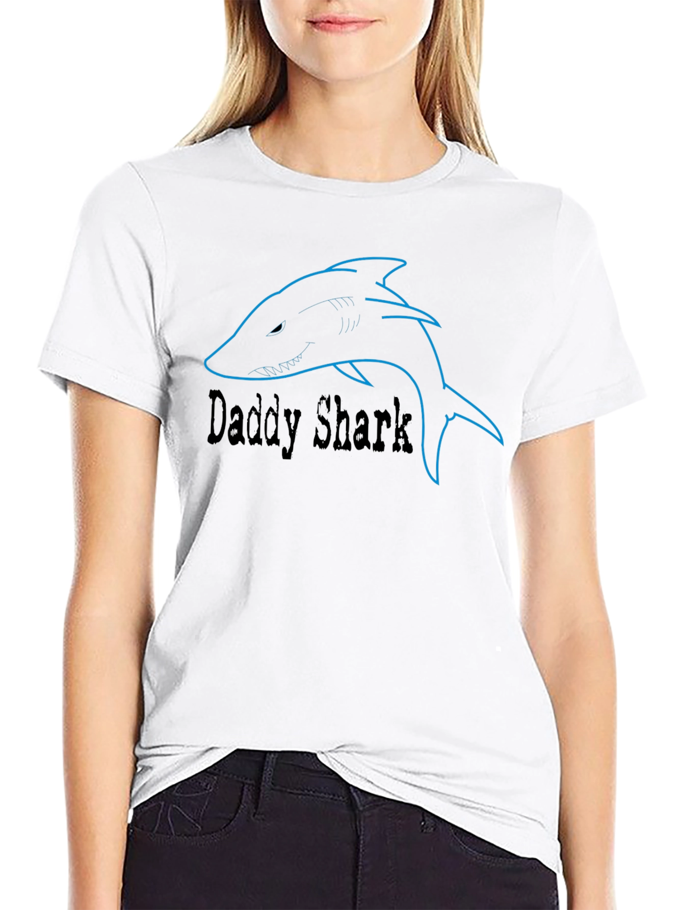 Daddy Shark Graphic Tee - Black Cotton T-Shirt