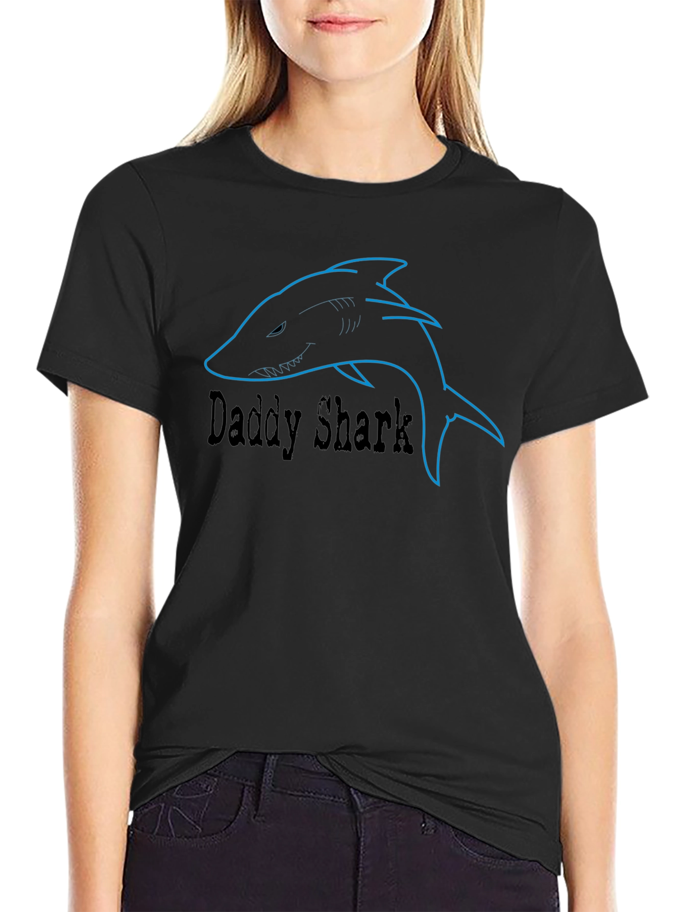 Daddy Shark Graphic Tee - Black Cotton T-Shirt