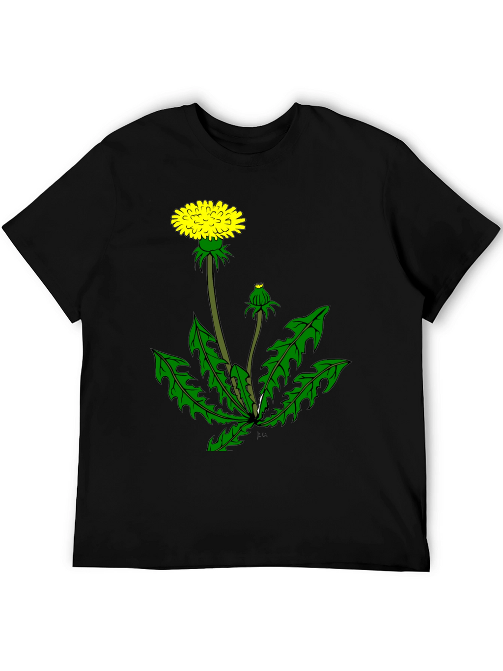 Dandelion Graphic Tee - Black Cotton T-Shirt