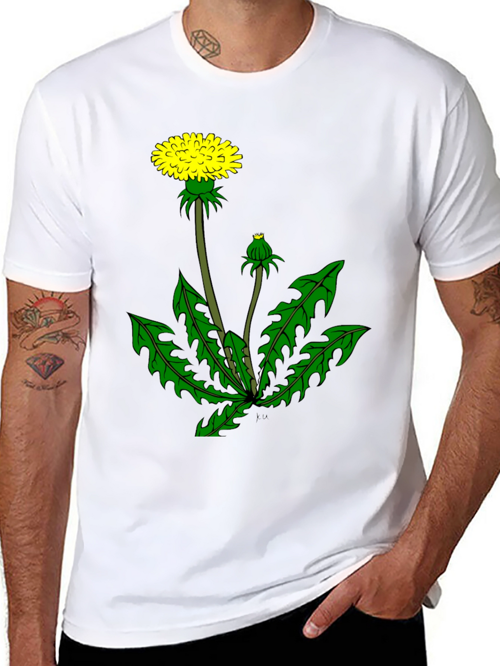 Dandelion Graphic Tee - Black Cotton T-Shirt