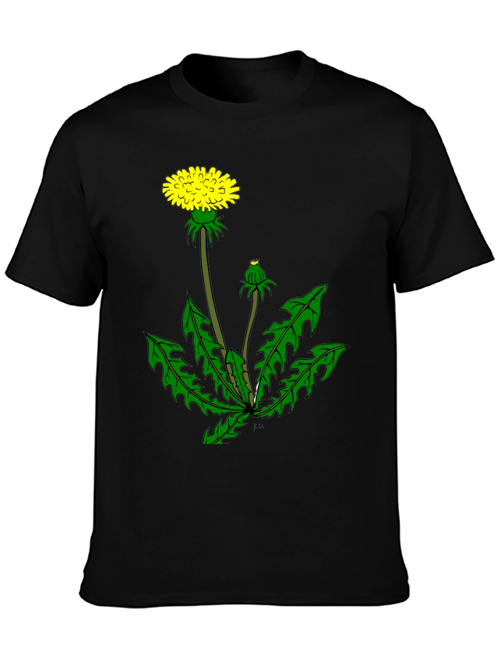 Dandelion Graphic Tee - Black Cotton T-Shirt