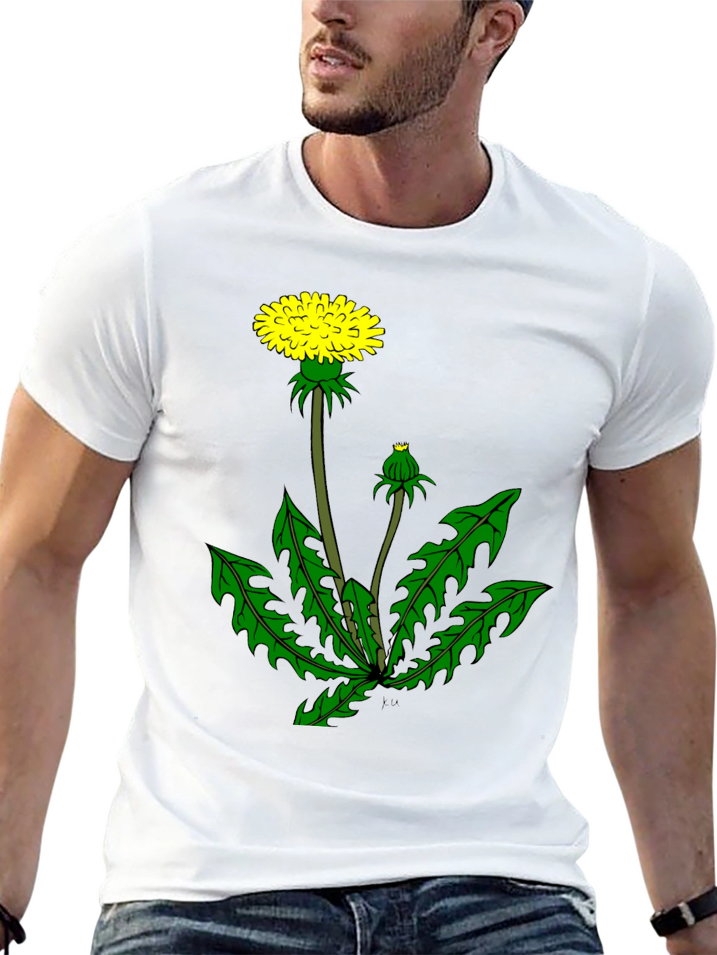 Dandelion Graphic Tee - Black Cotton T-Shirt