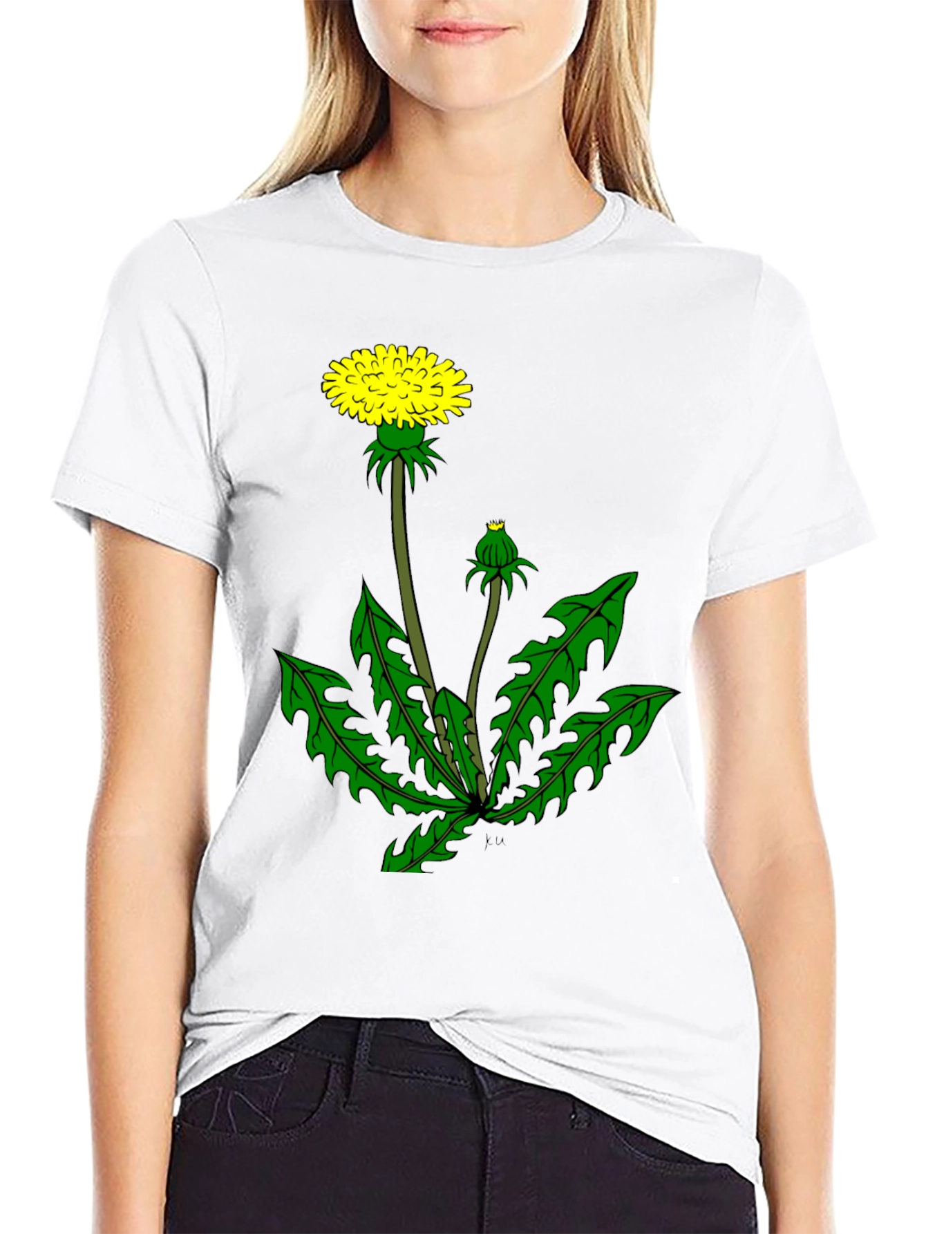 Dandelion Graphic Tee - Black Cotton T-Shirt