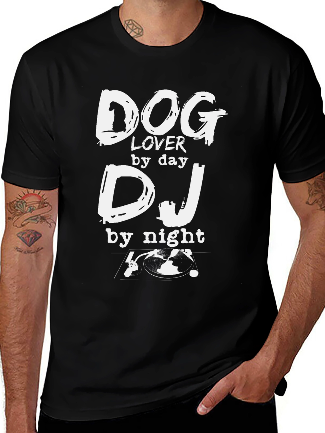 Dog Lover DJ Graphic T-Shirt - Novelty Tee