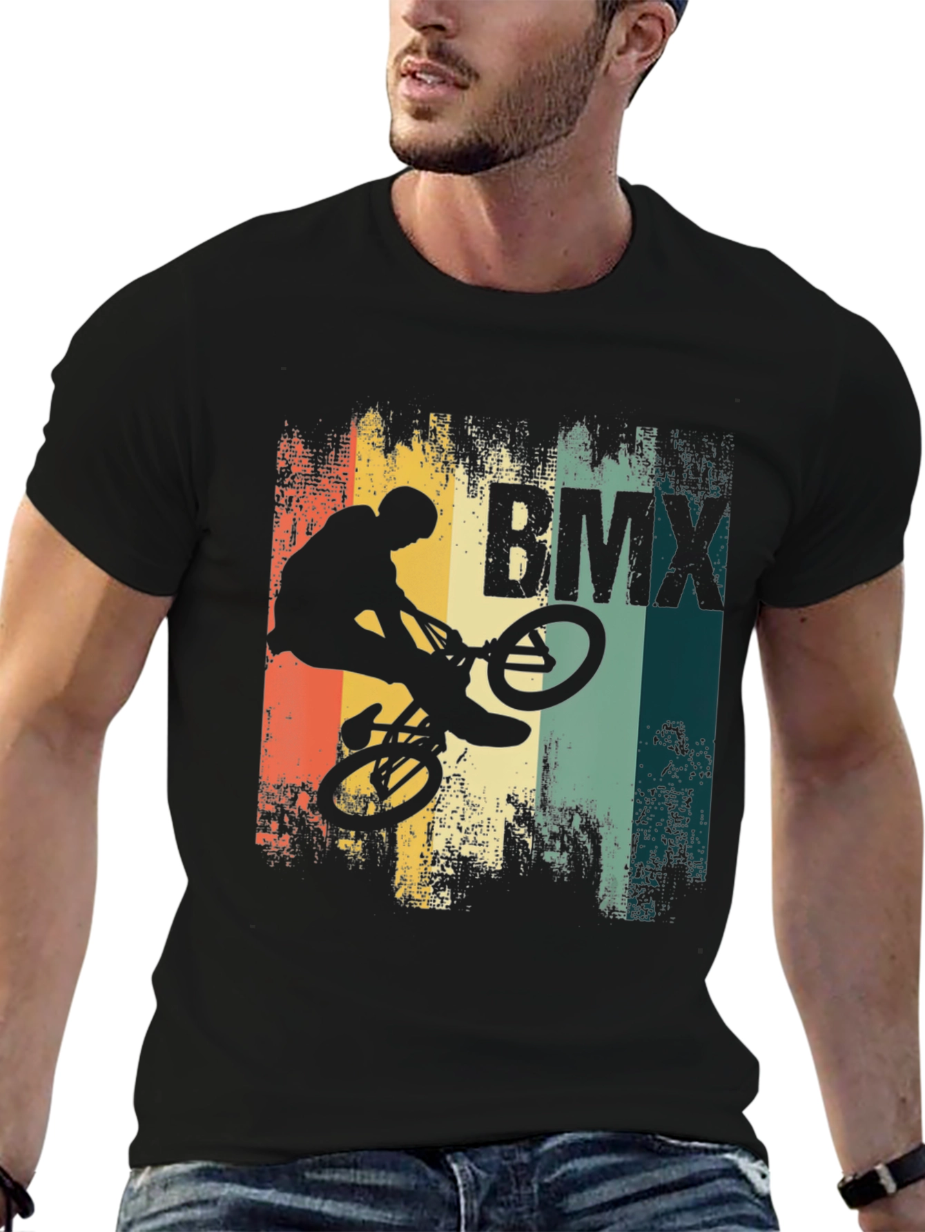 BMX Stunt Rider Graphic Tee - Black Cotton Blend