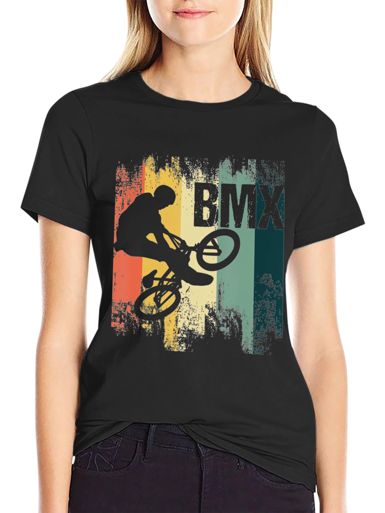 BMX Stunt Rider Graphic Tee - Black Cotton Blend