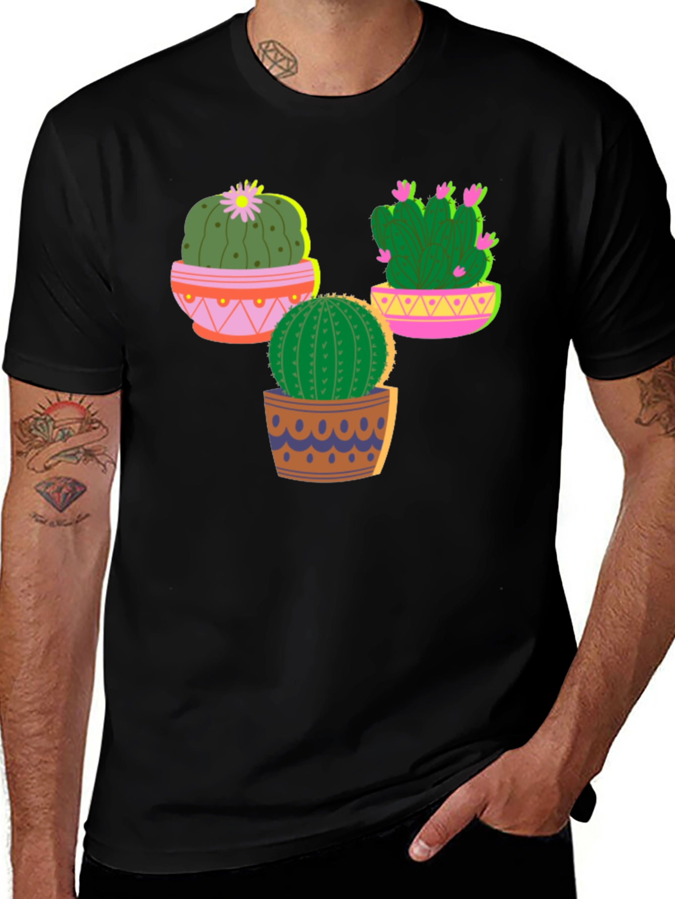 Cactus Graphic T-Shirt - Black Cotton Tee