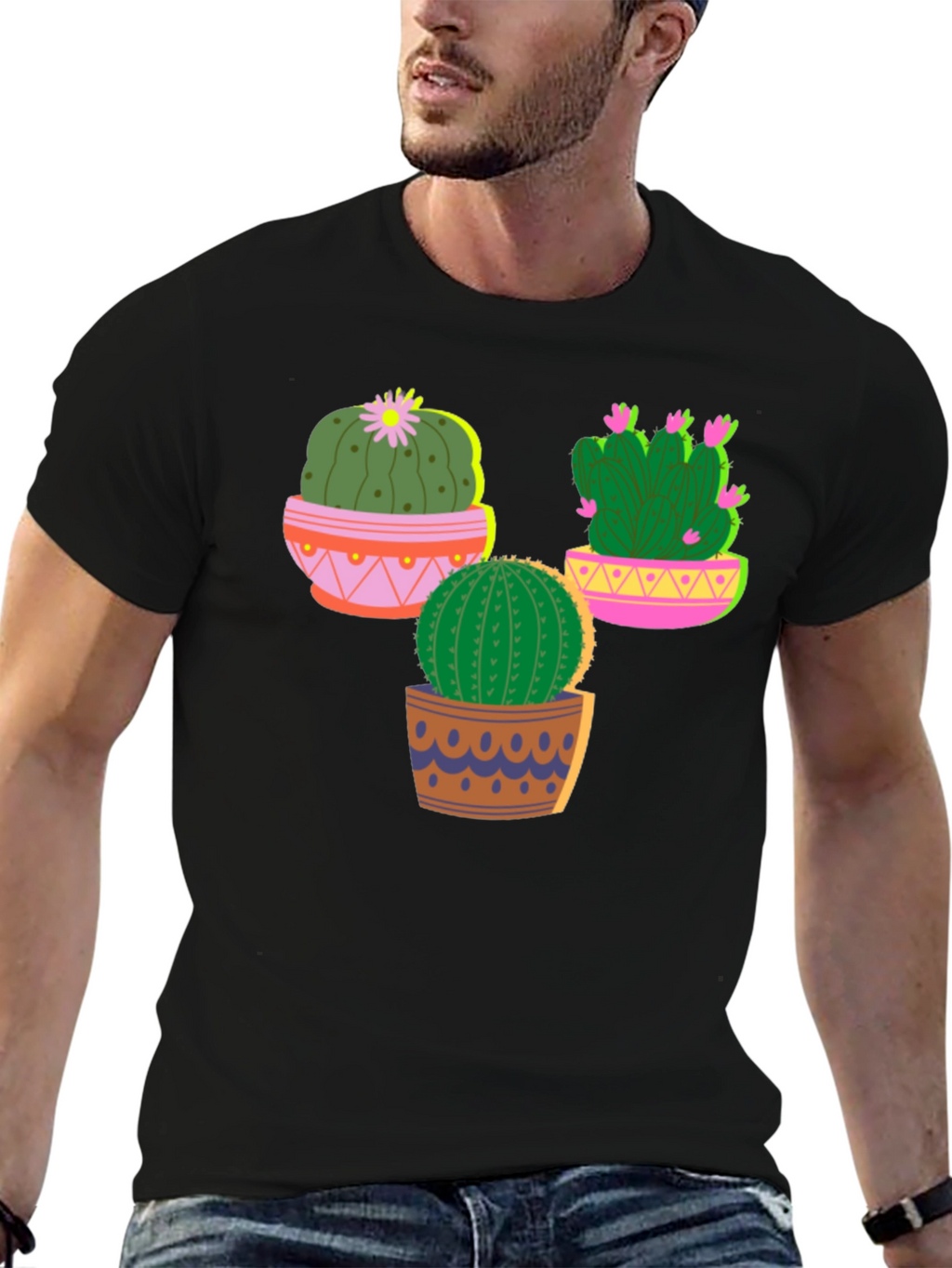 Cactus Graphic T-Shirt - Black Cotton Tee