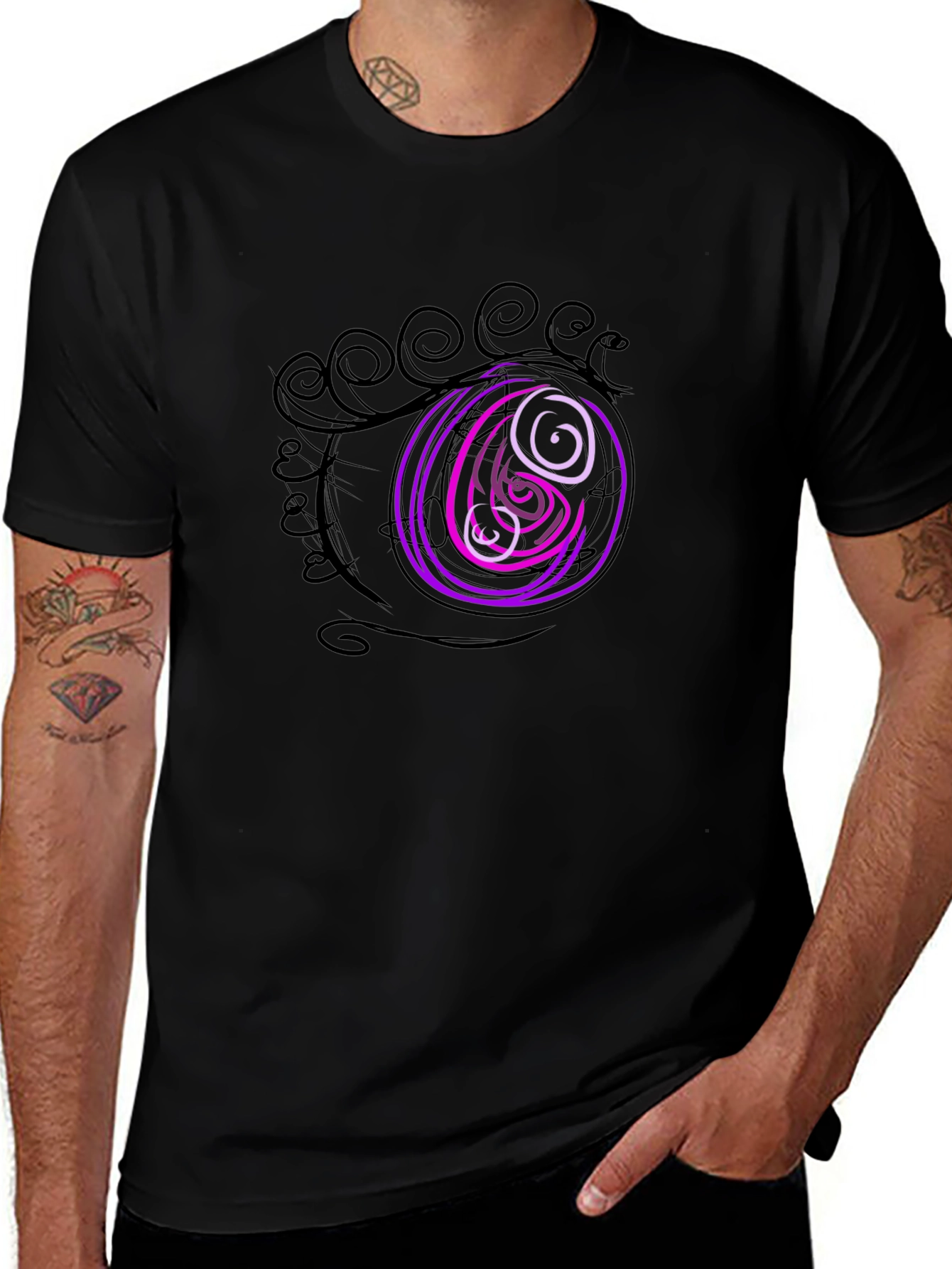 Abstract Eye Graphic Black T-Shirt