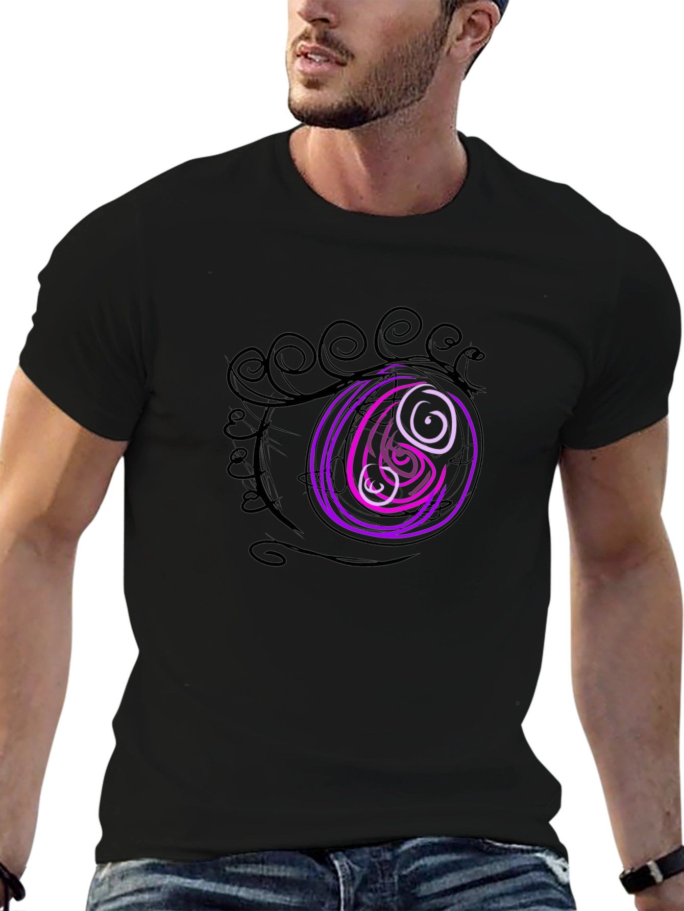 Abstract Eye Graphic Black T-Shirt
