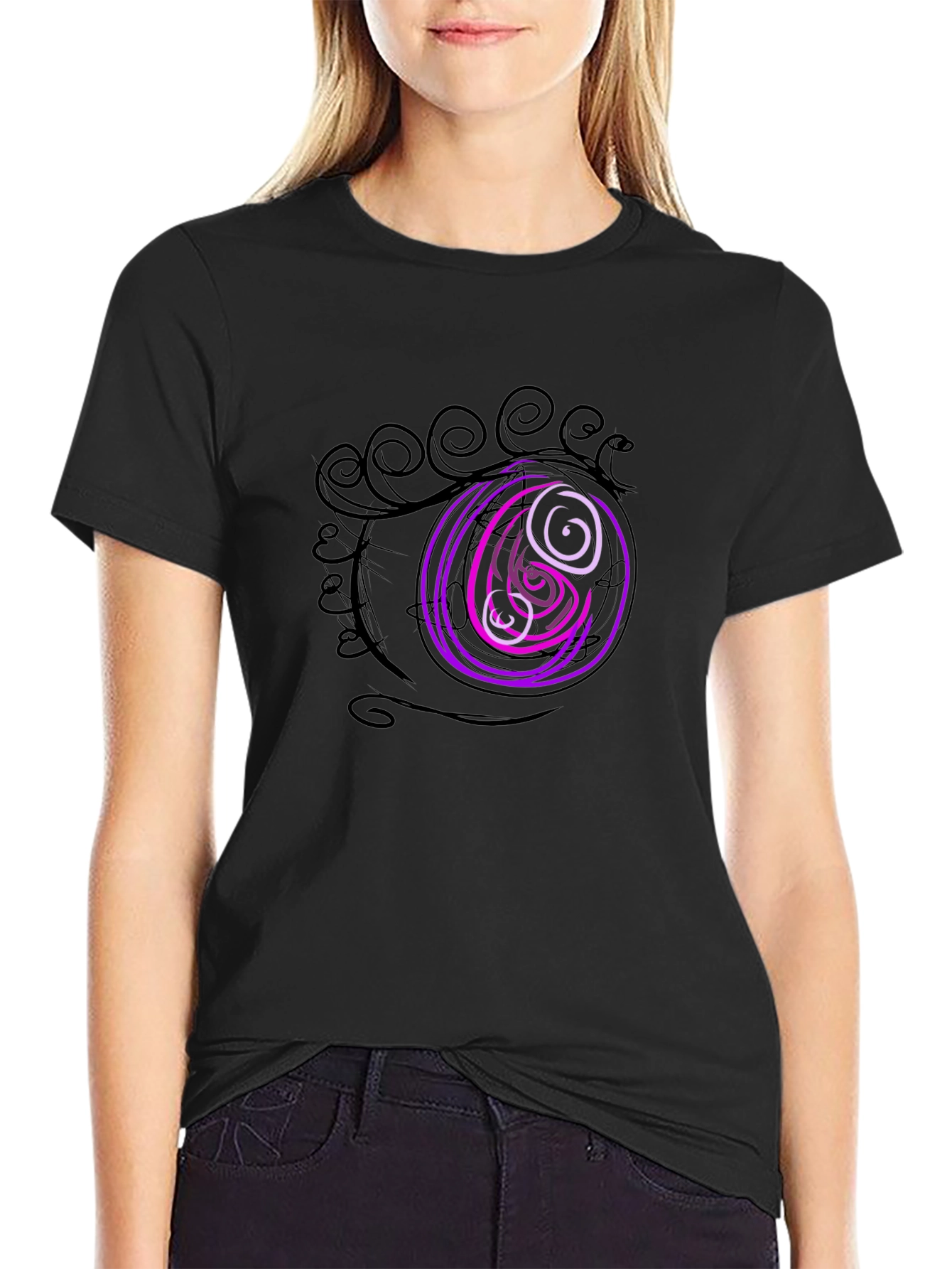 Abstract Eye Graphic Black T-Shirt