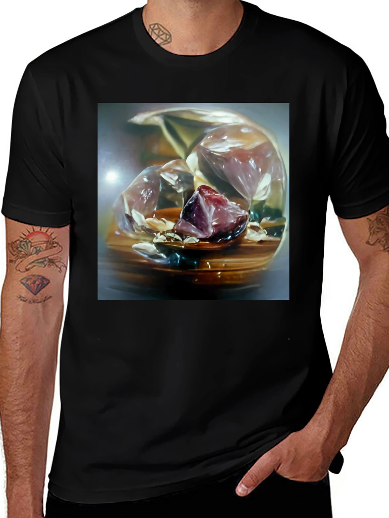 Abstract Gemstone Graphic Tee - Unique Art Shirt