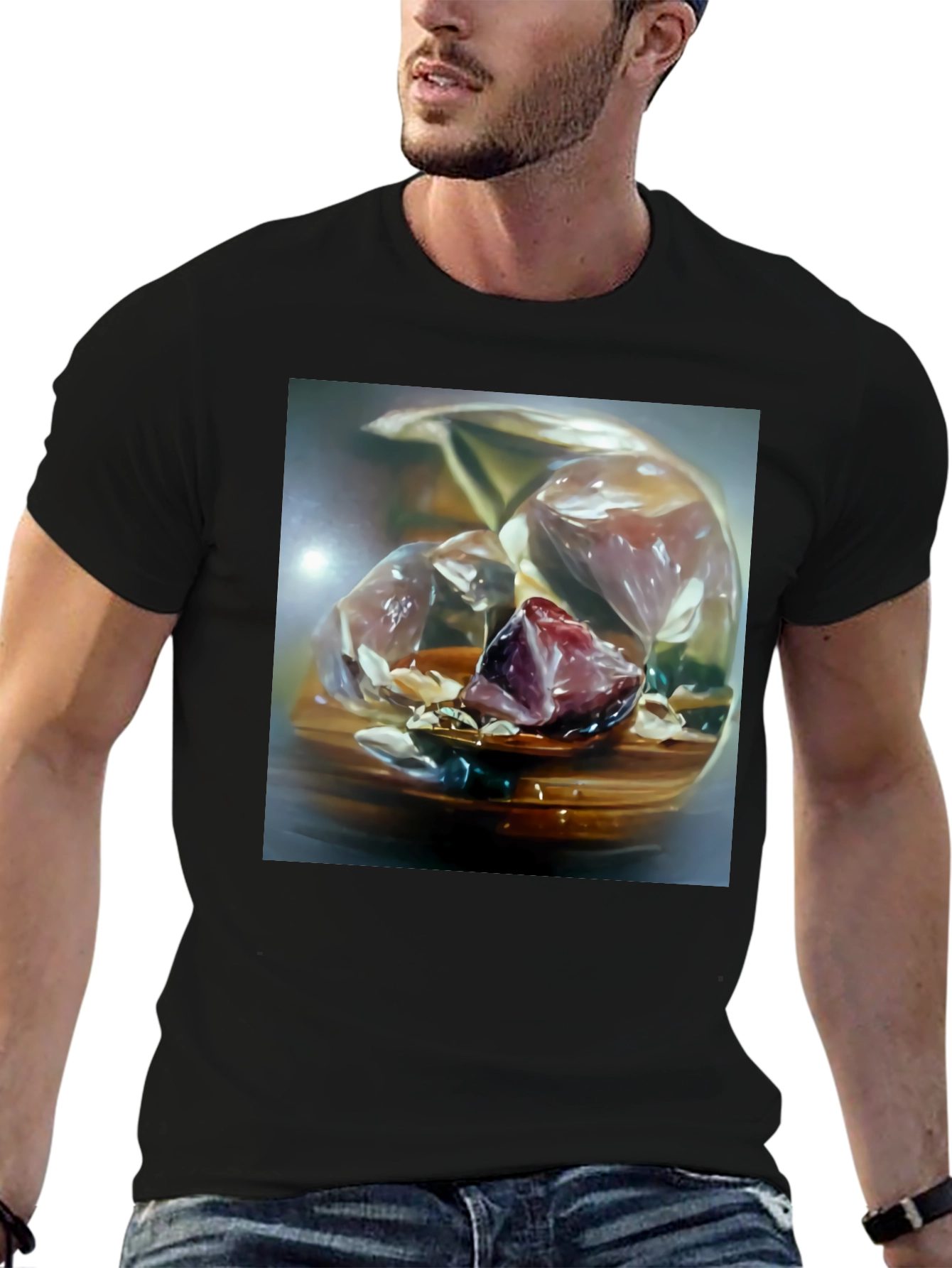Abstract Gemstone Graphic Tee - Unique Art Shirt