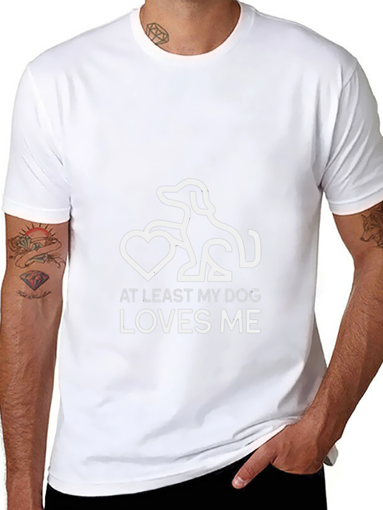 Dog Lover Graphic Tee - At Least My Dog Loves Me