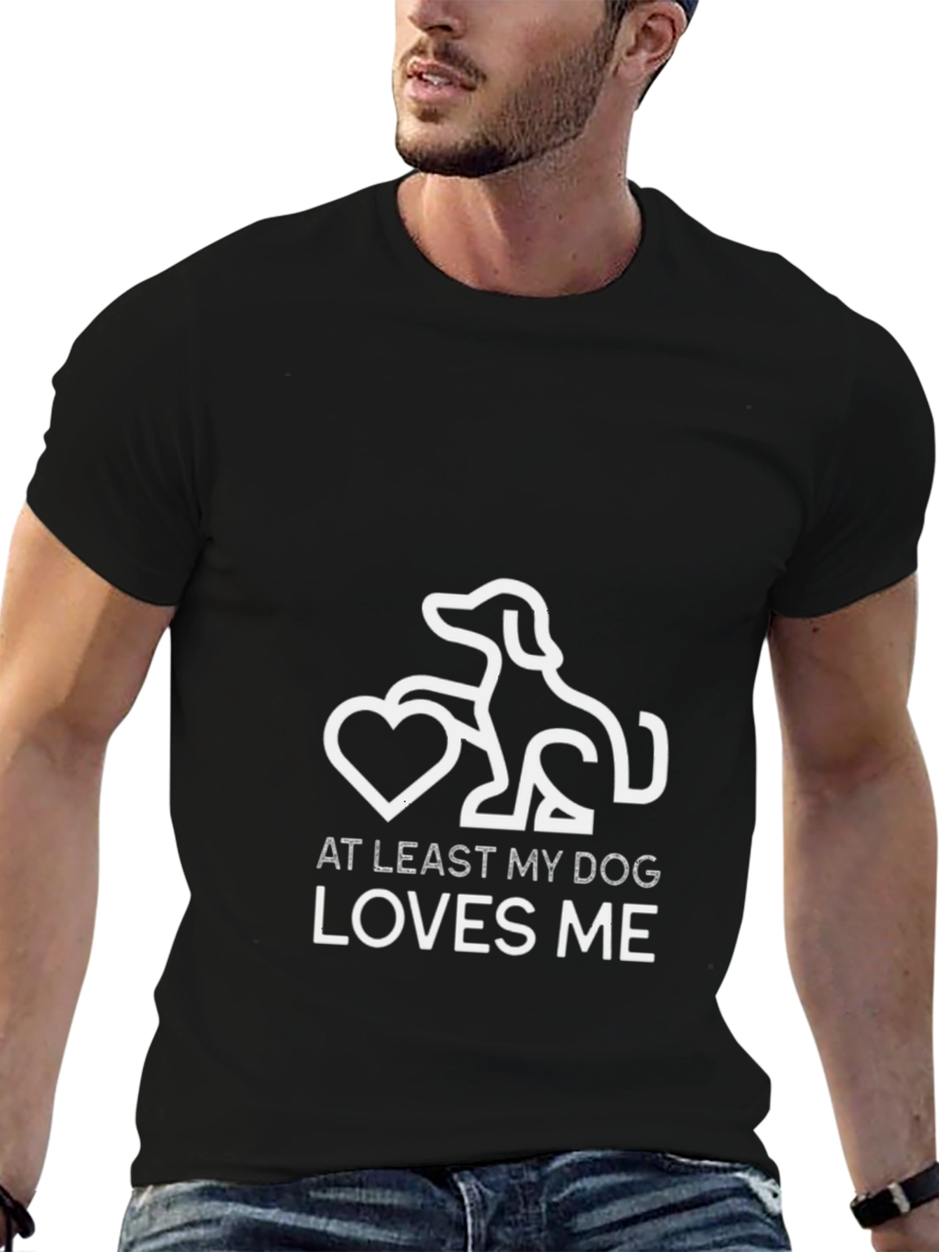 Dog Lover Graphic Tee - At Least My Dog Loves Me