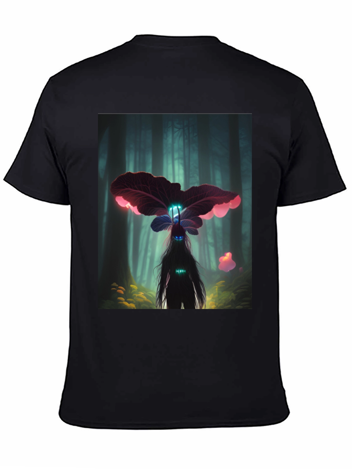 Enchanted Forest Creature Graphic Tee - Black