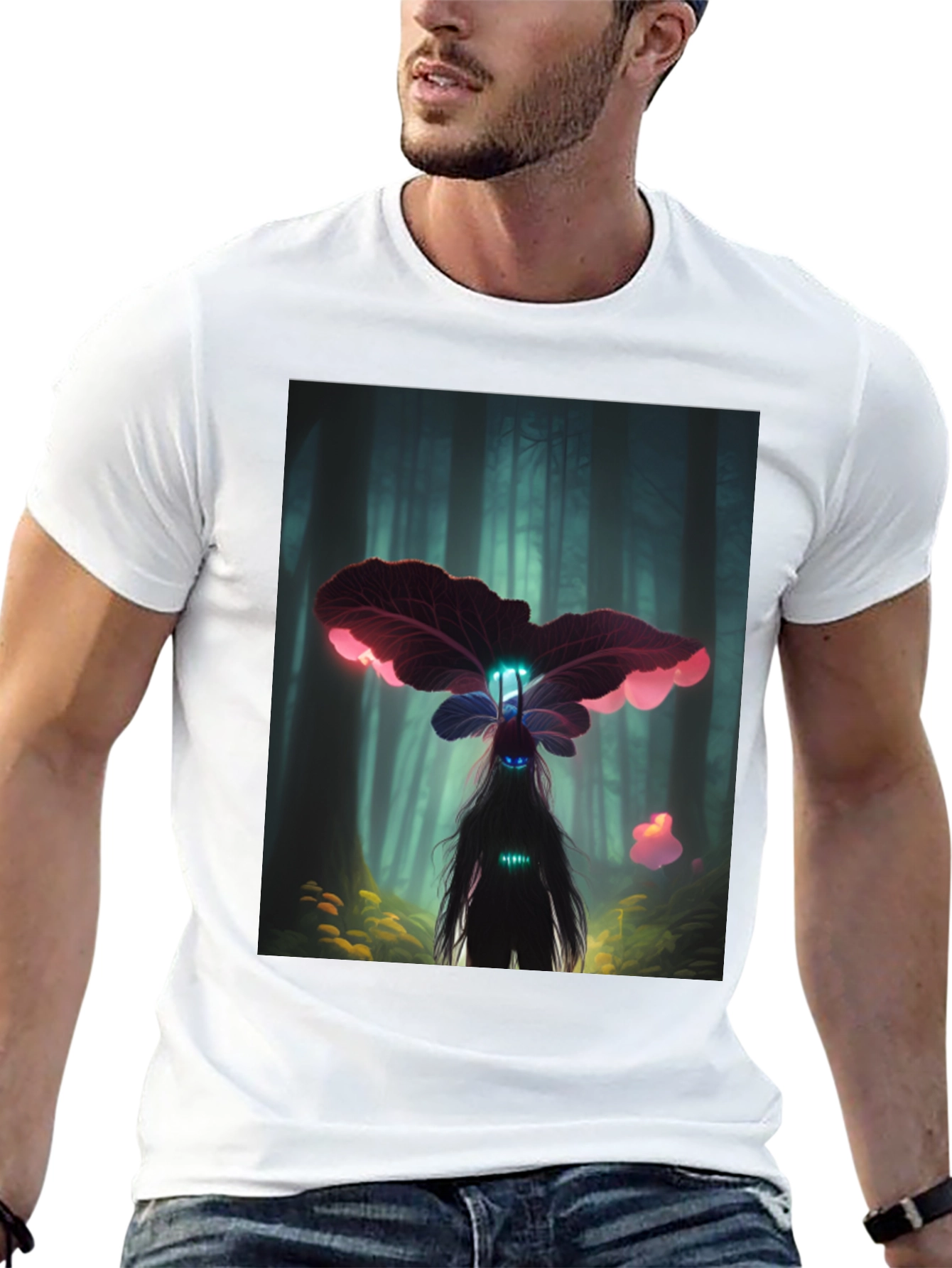 Enchanted Forest Creature Graphic Tee - Black