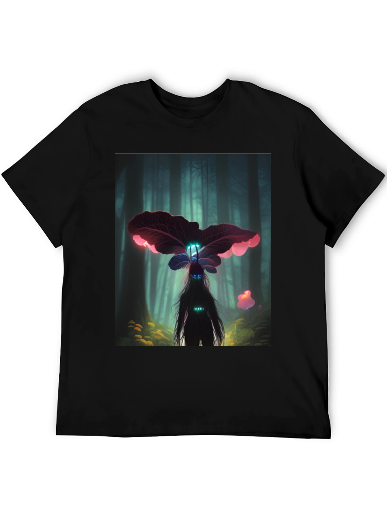 Enchanted Forest Creature Graphic Tee - Black