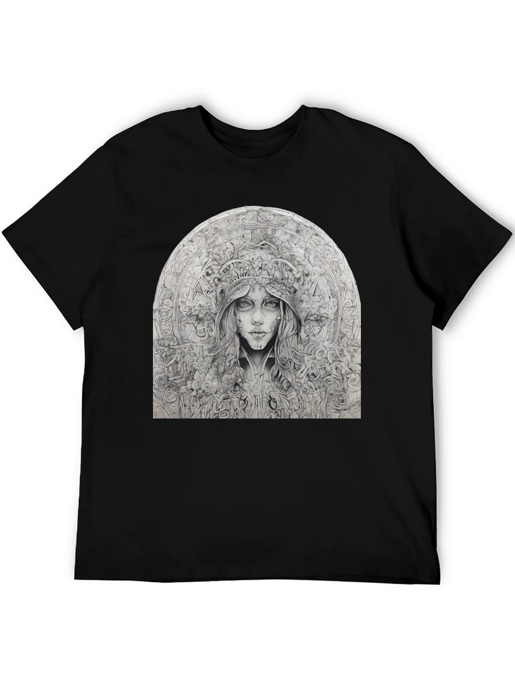 Artistic Black T-Shirt - Surreal Woman Graphic