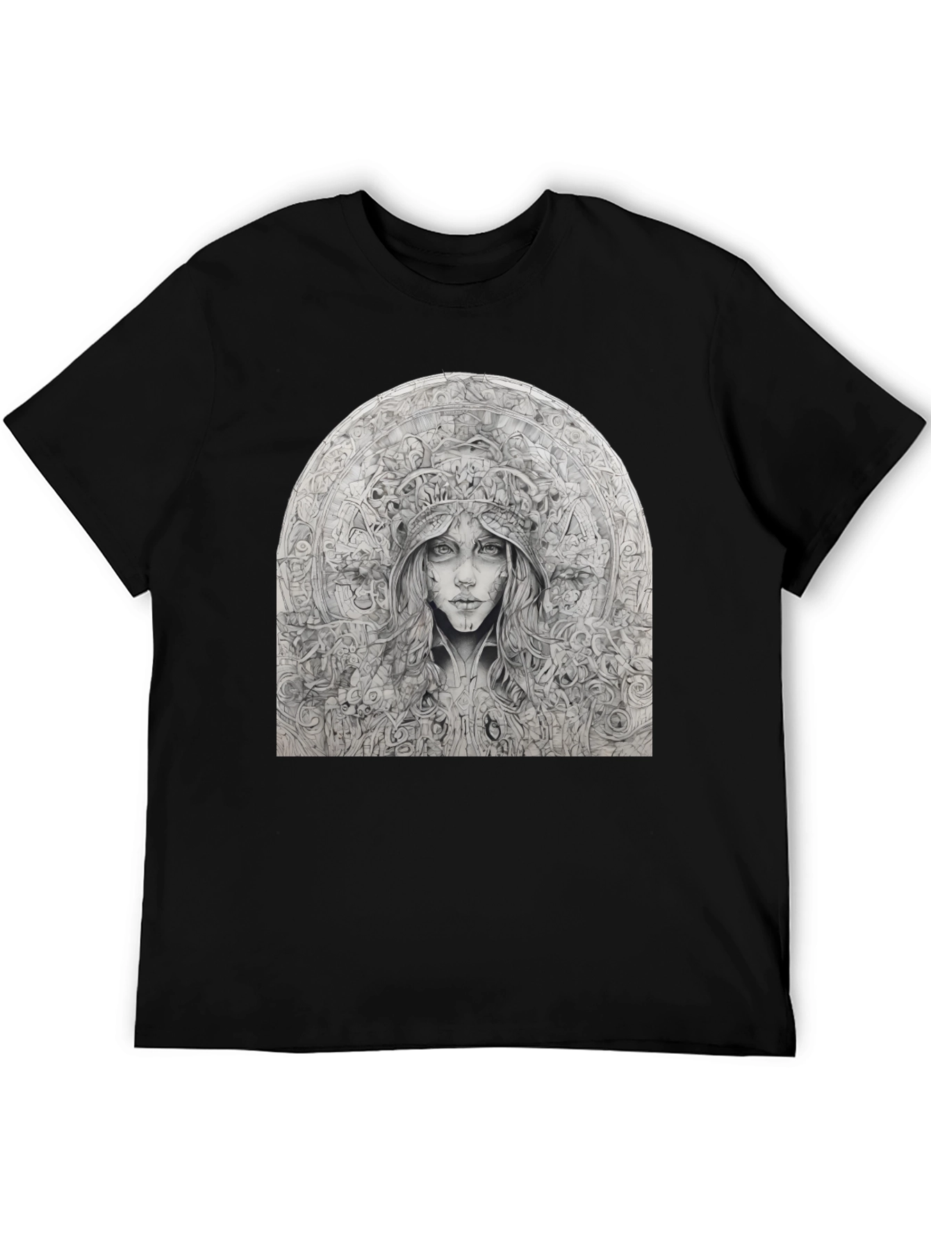 Artistic Black T-Shirt - Surreal Woman Graphic