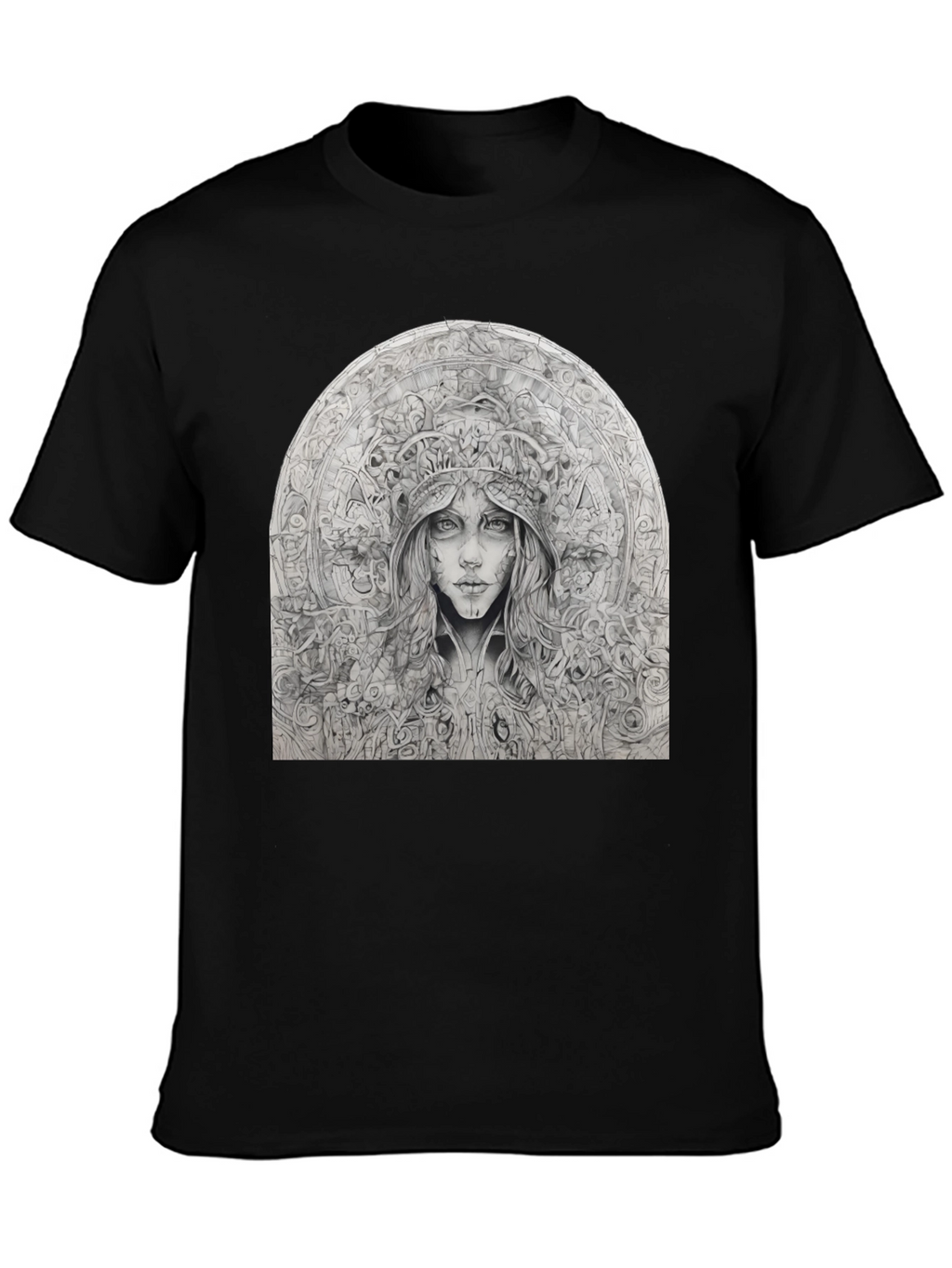 Artistic Black T-Shirt - Surreal Woman Graphic