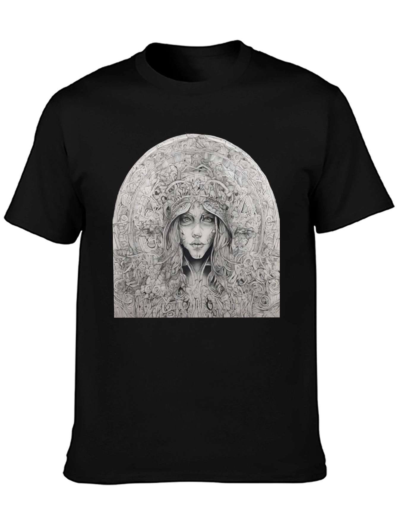 Artistic Black T-Shirt - Surreal Woman Graphic