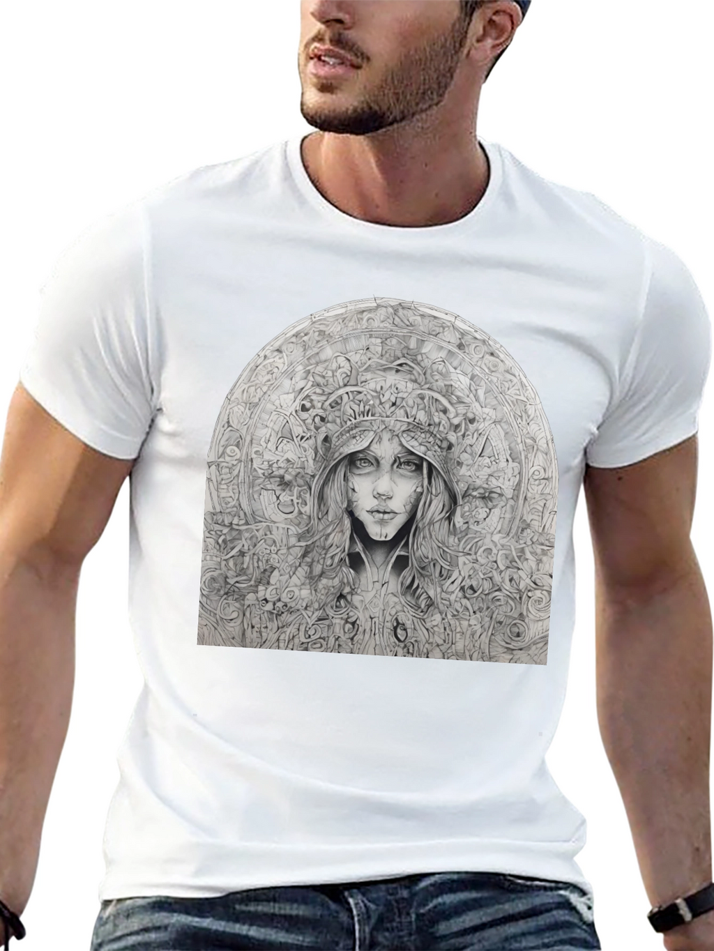 Artistic Black T-Shirt - Surreal Woman Graphic