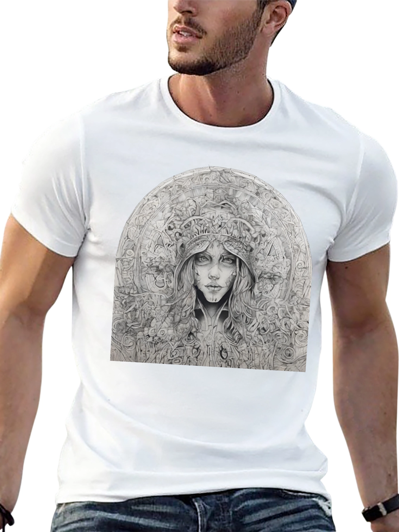 Artistic Black T-Shirt - Surreal Woman Graphic
